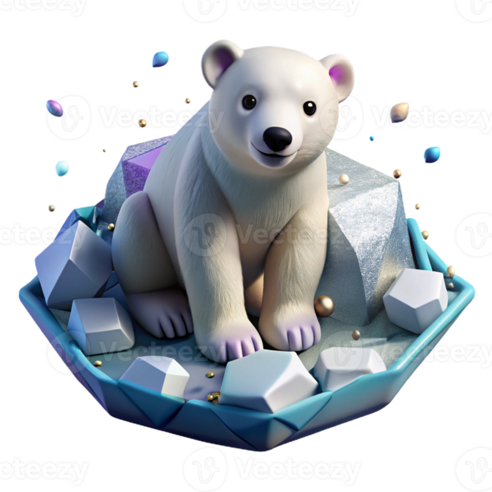 wonderful artistic Polar Bear Cub on Ice Floe Close Up Cutout professional png