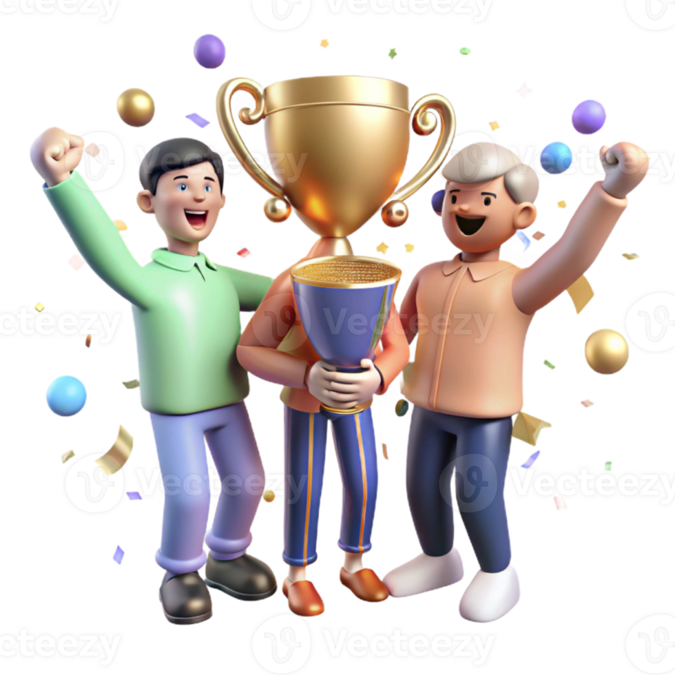 magnificent contemporary Group Holding Trophy Achievement Symbol Transparent Background premium png