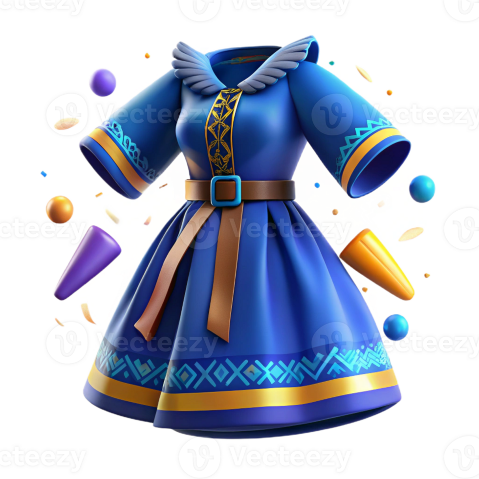 dramatic vintage Indigo Blue Finnish Folk Dress with Woven Trim Cutout Element high quality png