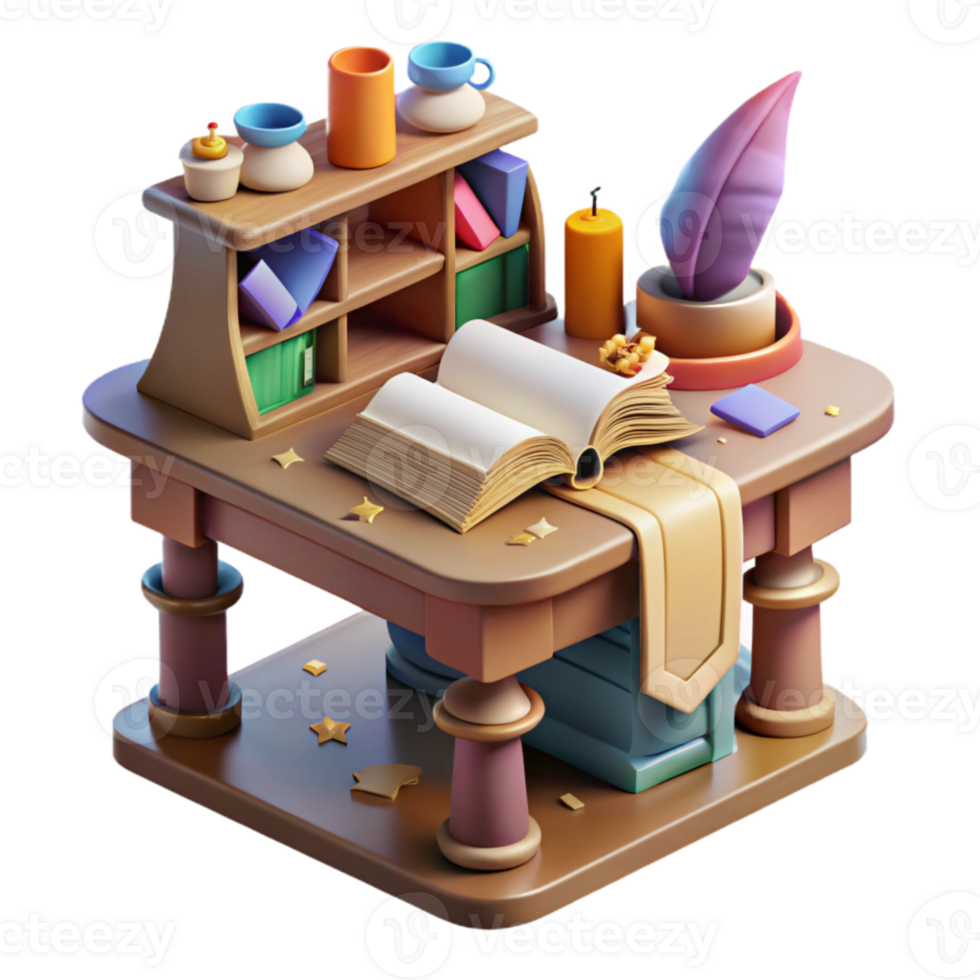 wonderful classic Historical Research Library Desk Isolated png