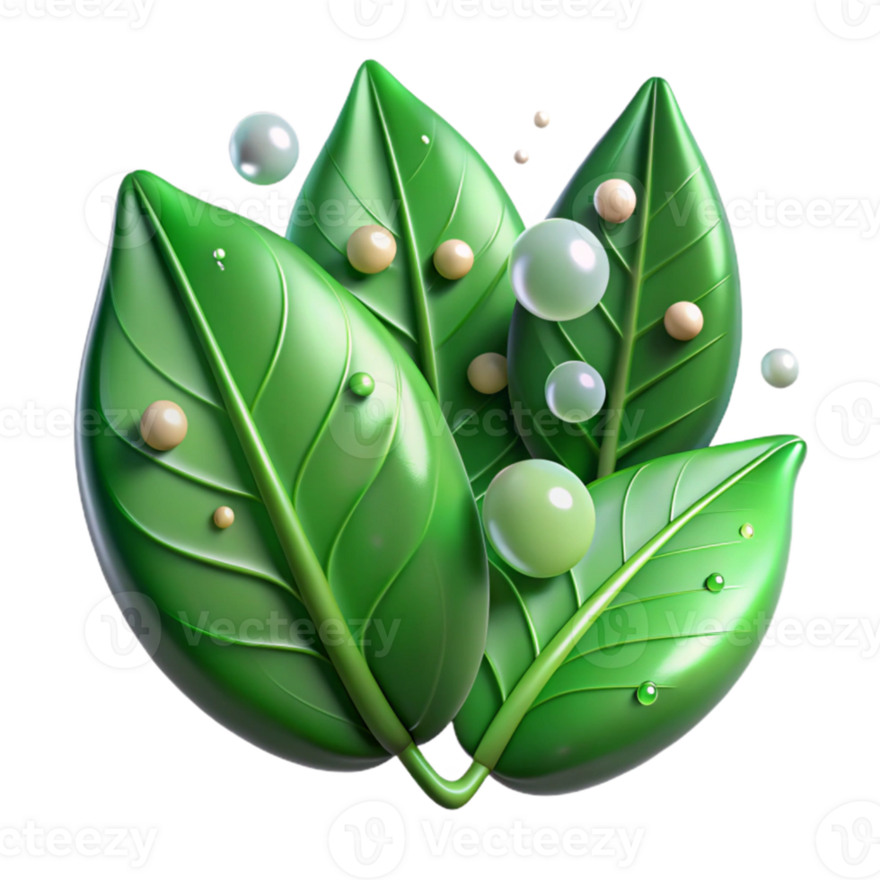 extraordinary classic Green Leaves with Dewdrops Transparent png