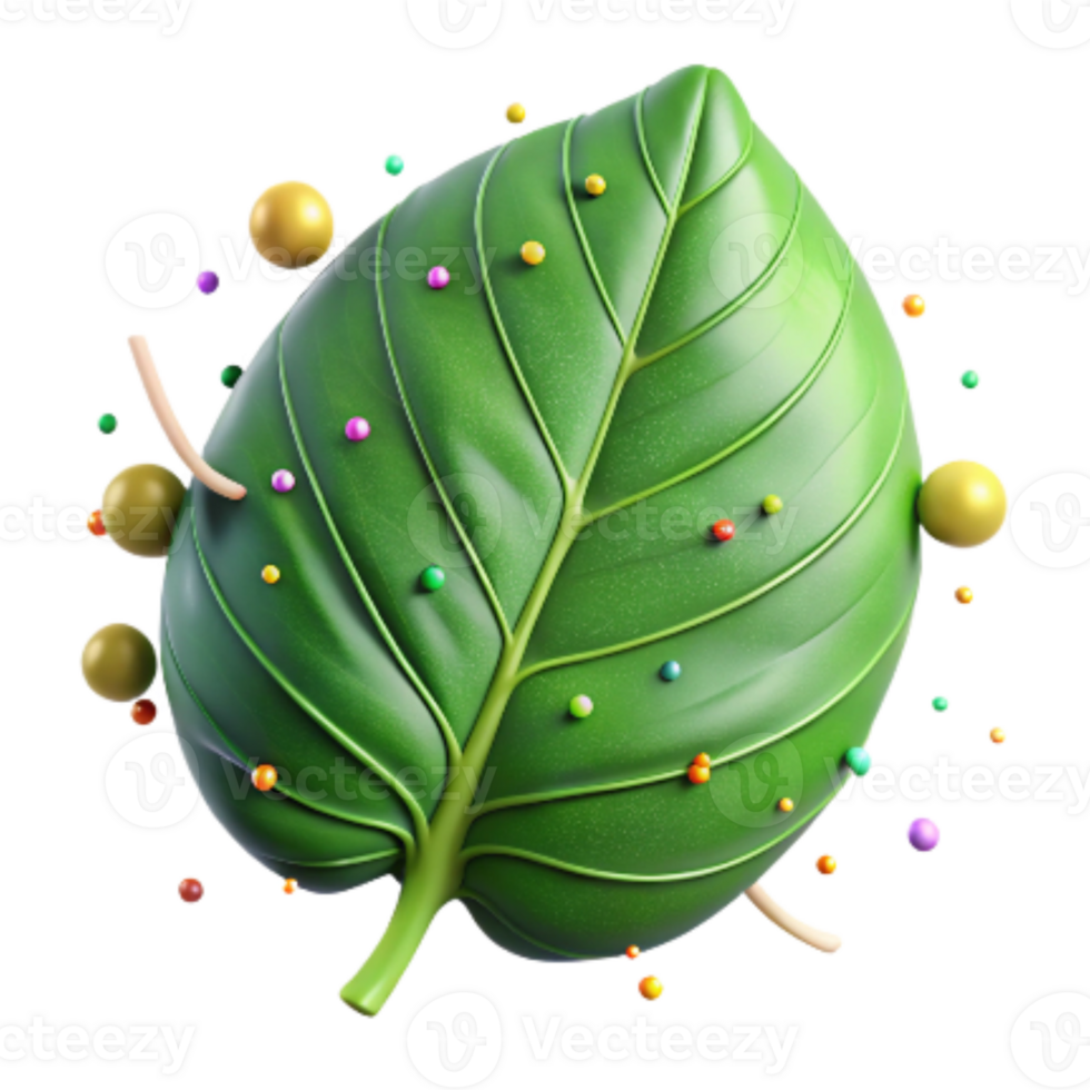 impressive minimalist Green Leaf with Veins Detail Cutout professional png