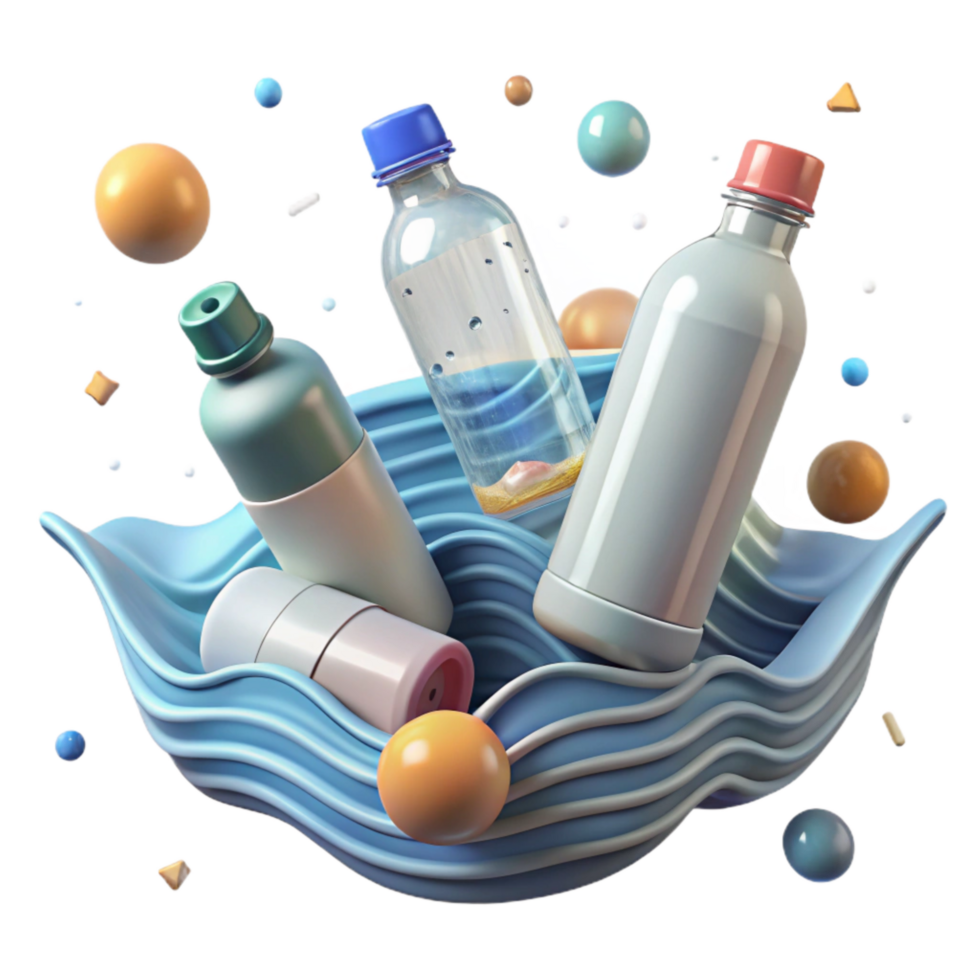 elegant classic Plastic Bottles Floating in Ocean Isolated high quality png