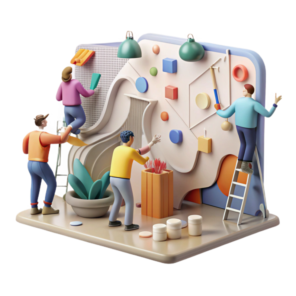 magnificent artistic Group Painting Mural on Community Wall Transparent Background professional png