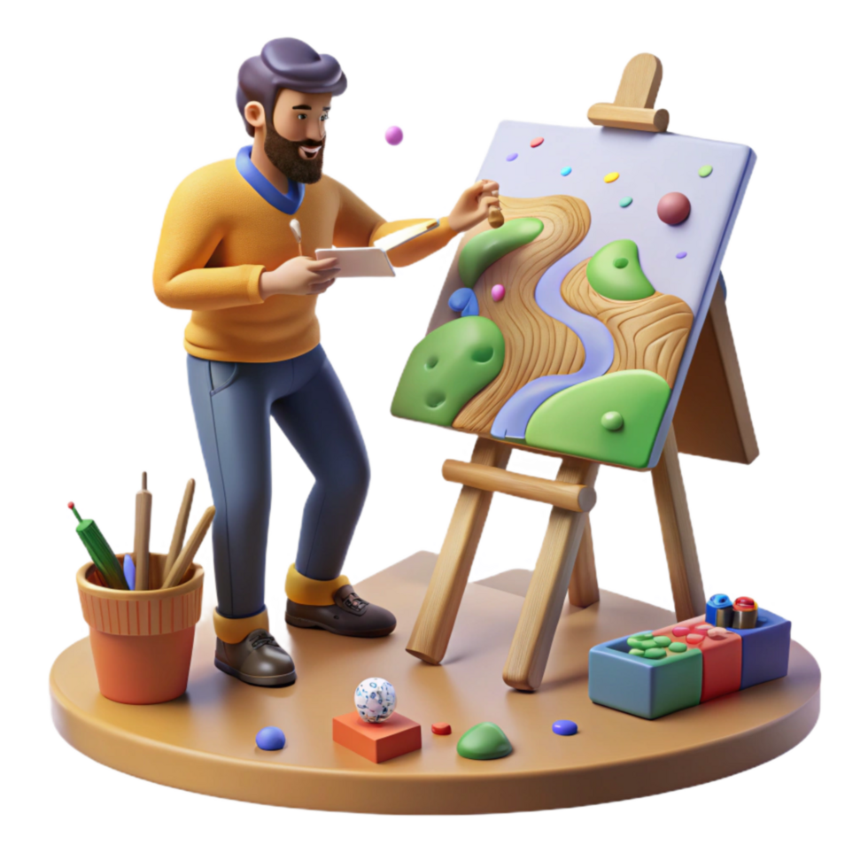 serene creative Local Artist Painting Landscape Isolated Creative Expression original png