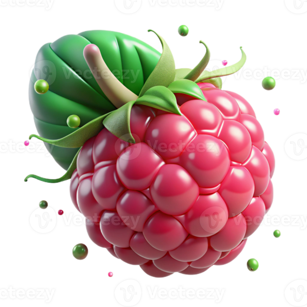 stunning minimalist Raspberry with Green Leaves Transparent Background high resolution png