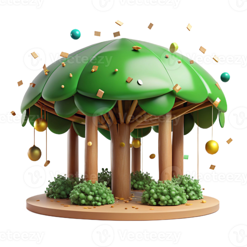 elegant artistic Mangrove Canopy with Green and Brown Tones Isolated premium png