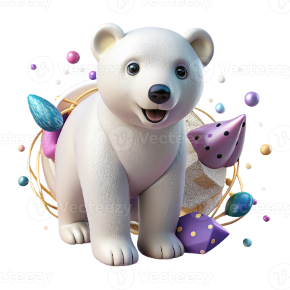 serene minimalist Polar Bear Cub Looking Up Isolated Element genuine png