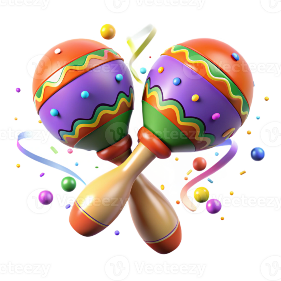 beautiful traditional Maracas Shaking Motion Blur Bright Colors Transparent Background high resolution png