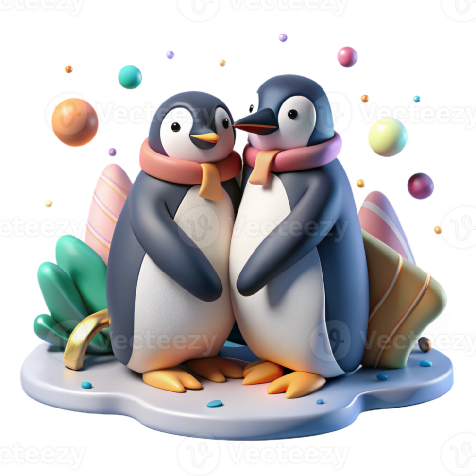 elegant creative Penguins Huddling for Warmth Isolated Image png