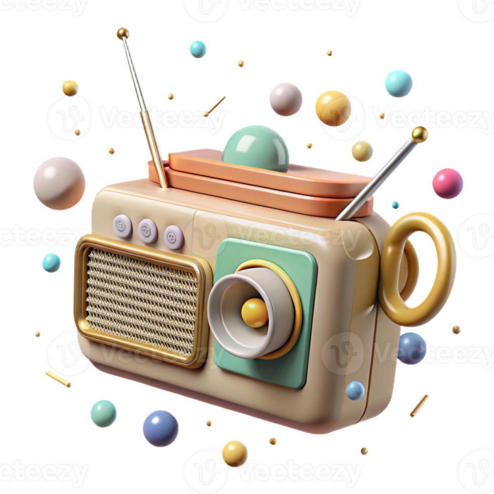 dramatic vintage Old Radio with Antenna Top View Cutout authentic png