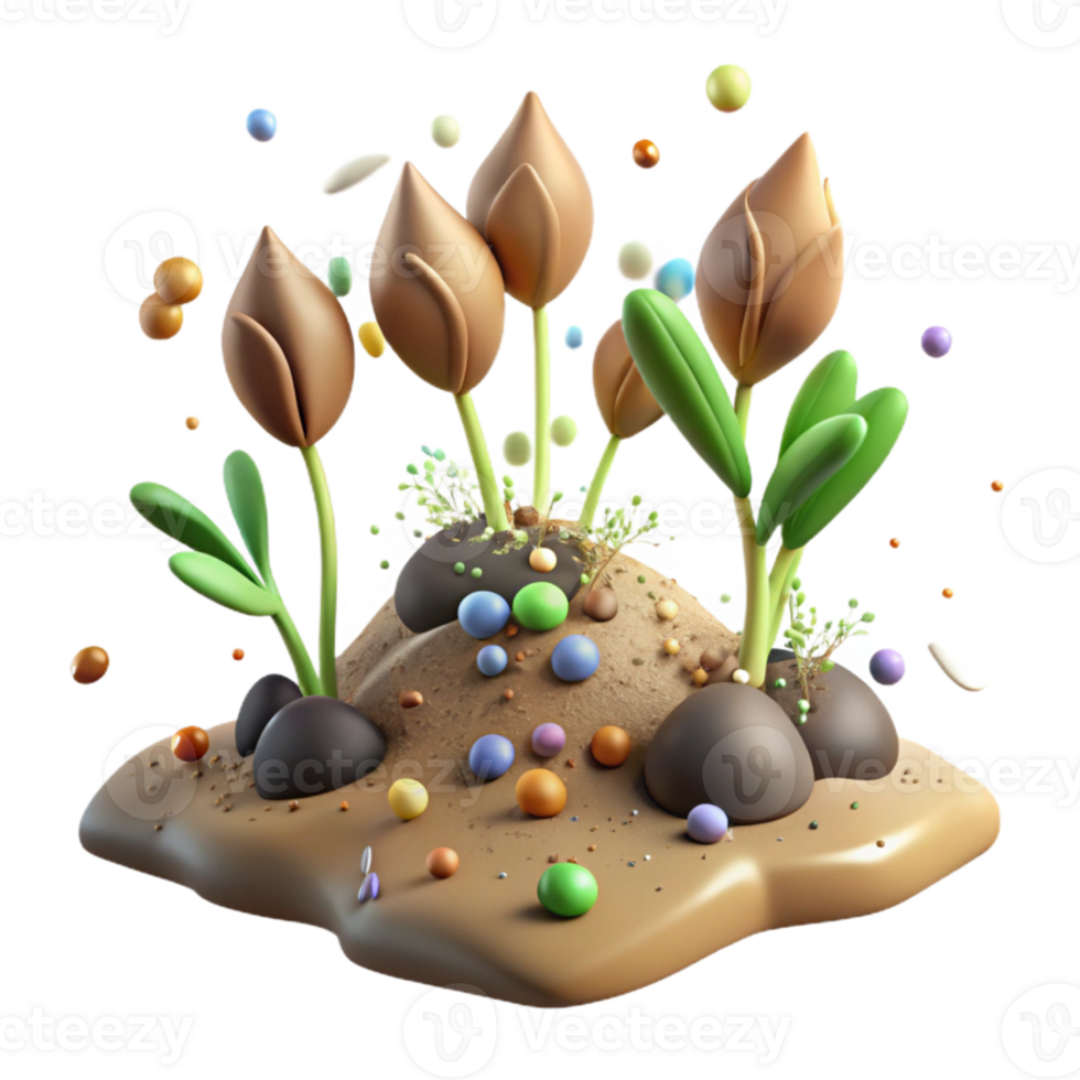 elegant contemporary Native Plant Seeds Scattered on Soil for Rewilding Cutout detailed png