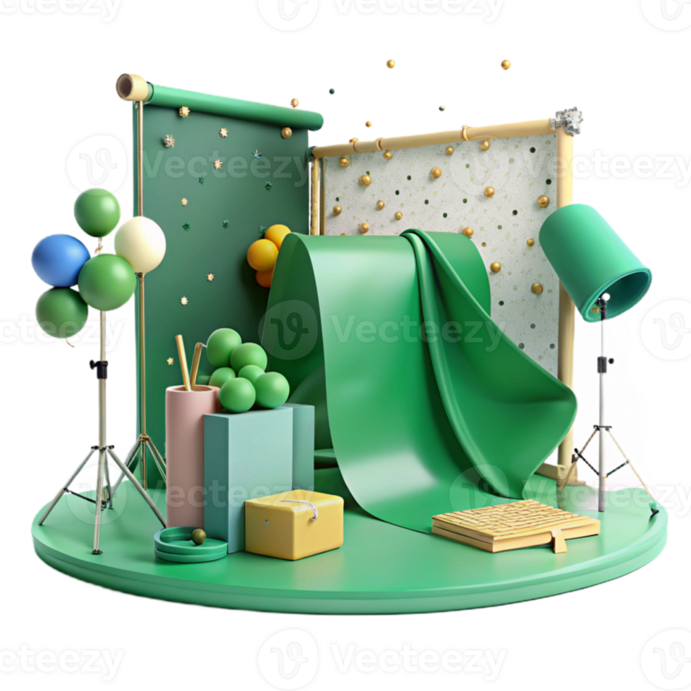 vibrant rustic Green Screen Studio Setup Isolated Element exclusive png