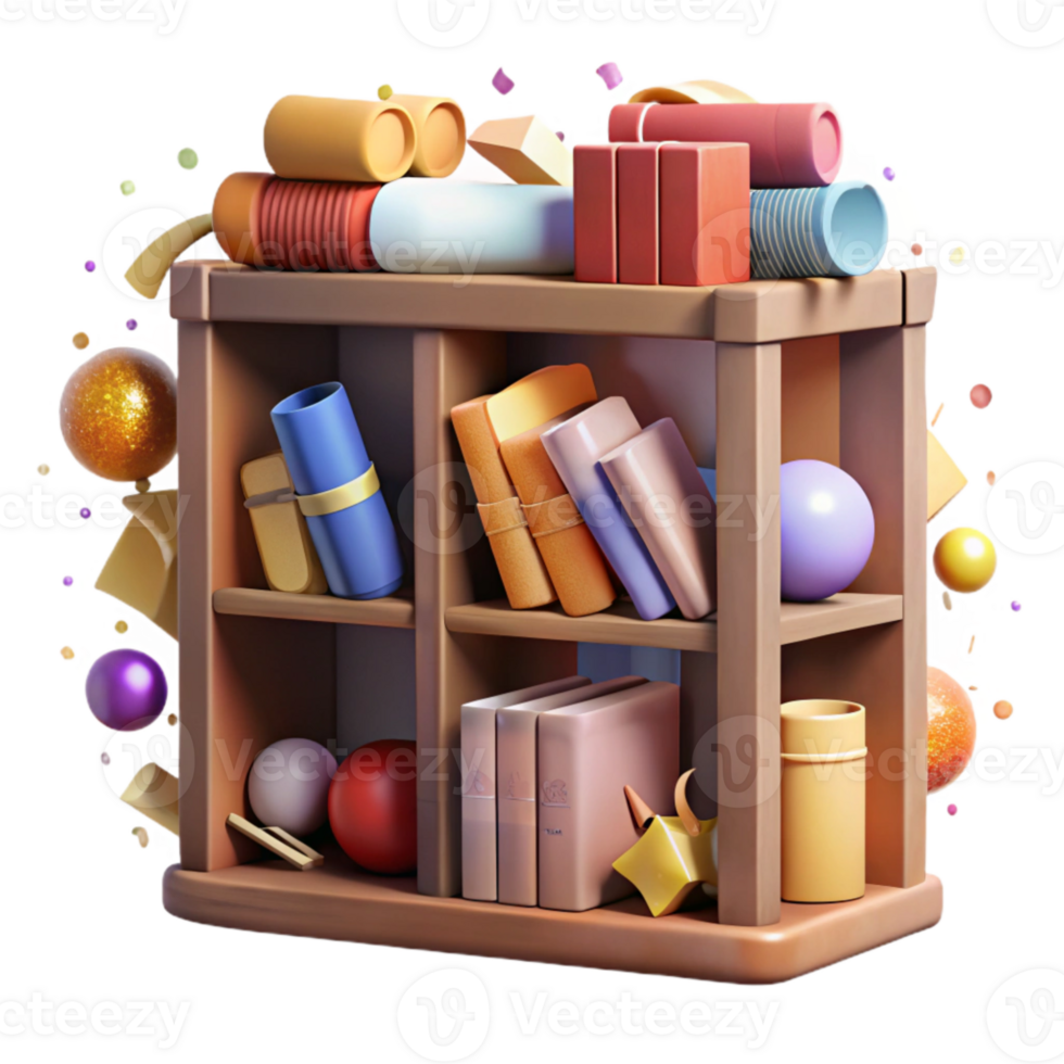 impressive creative Historical Research Library Bookshelf Isolated premium png