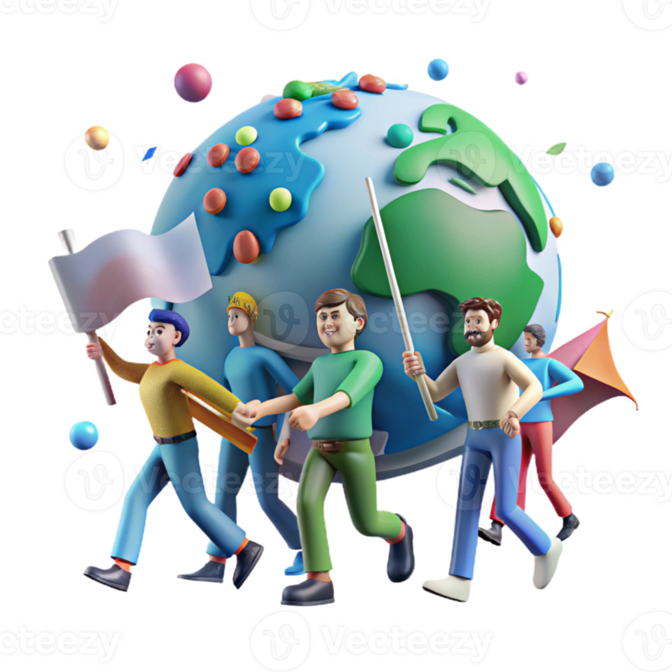 magnificent creative Group Marching Climate Change Awareness Cutout high quality png