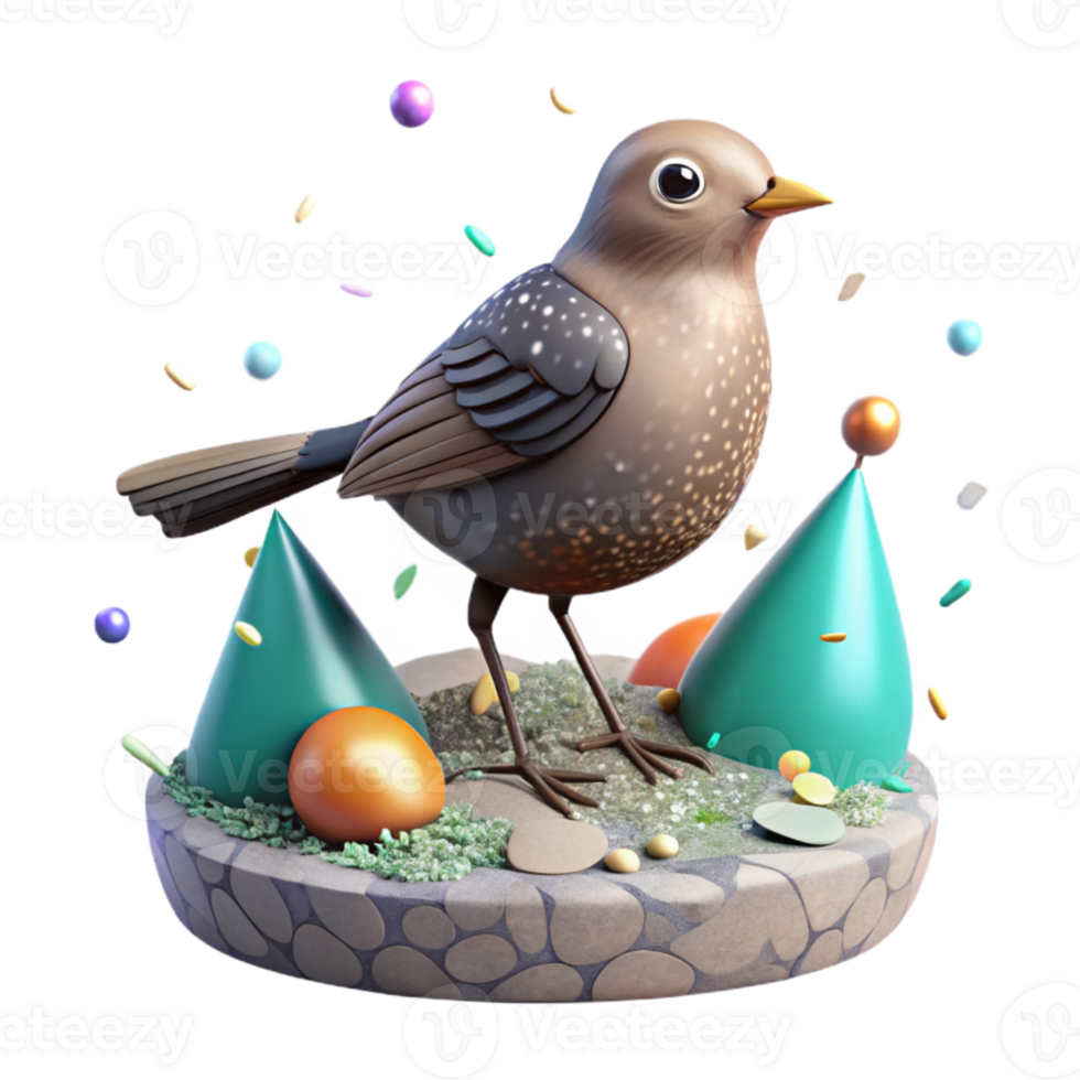 extraordinary abstract Grassland Bird Perched on Rock Isolated on Transparent Background genuine png