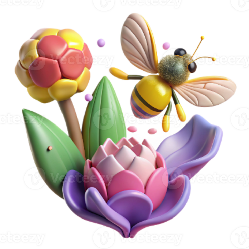 magnificent artistic Honeybee in Flight Near Sunflower Cutout high resolution png