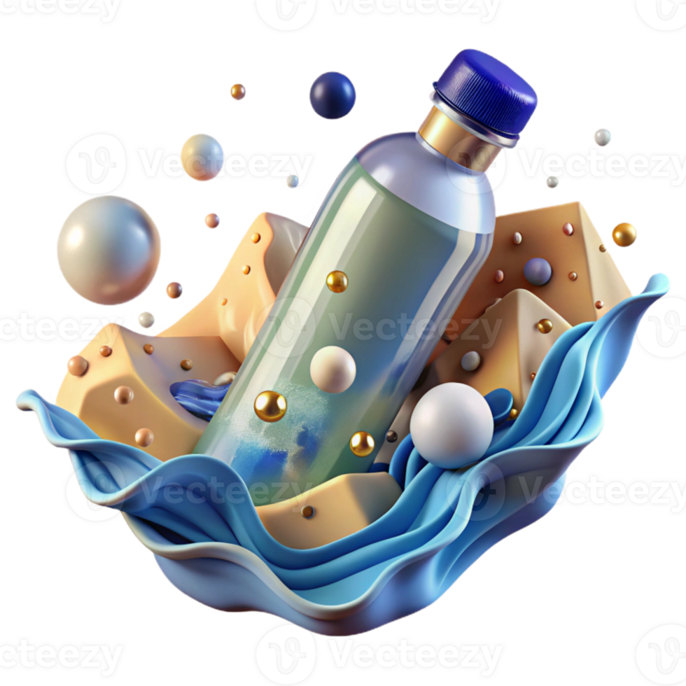 magnificent abstract Plastic Bottle in Ocean Waves Cutout Image high resolution png