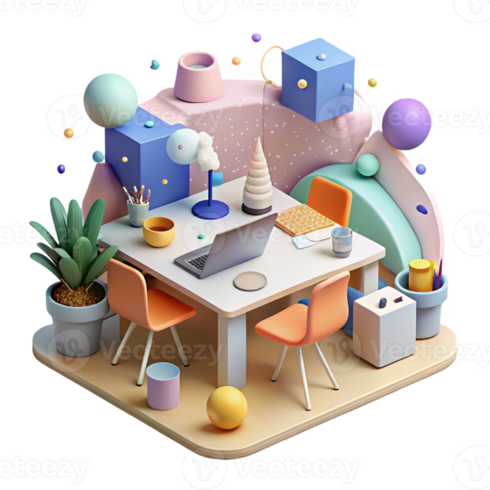 impressive abstract Modern Workplace Teamwork Collaboration Scene Transparent Background original png