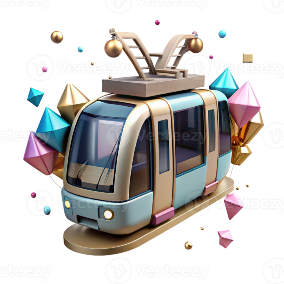 impressive rustic Modern Tram Front View Isolated detailed png
