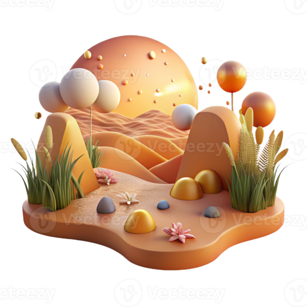 elegant artistic Grassland Sunset Panorama Cutout with Warm Hues original png