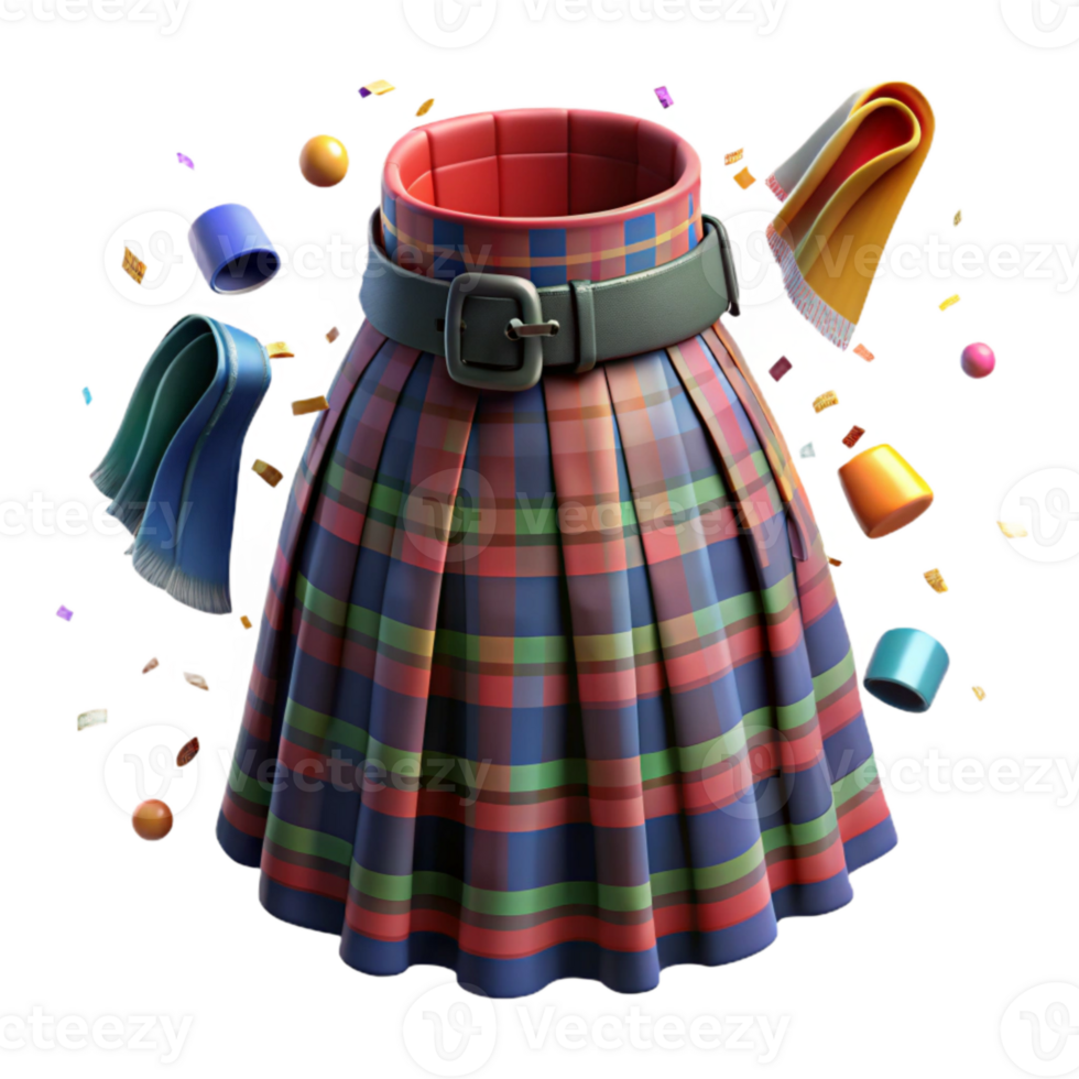 serene minimalist Highland Fling Kilt Isolated Traditional Tartan Pattern genuine png