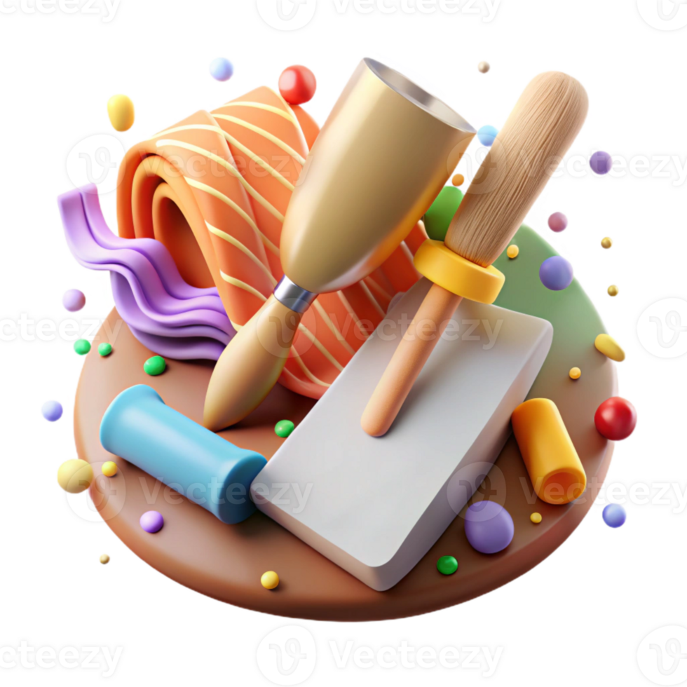 vibrant modern Preservation Tools Trowel and Brush Isolated high quality png