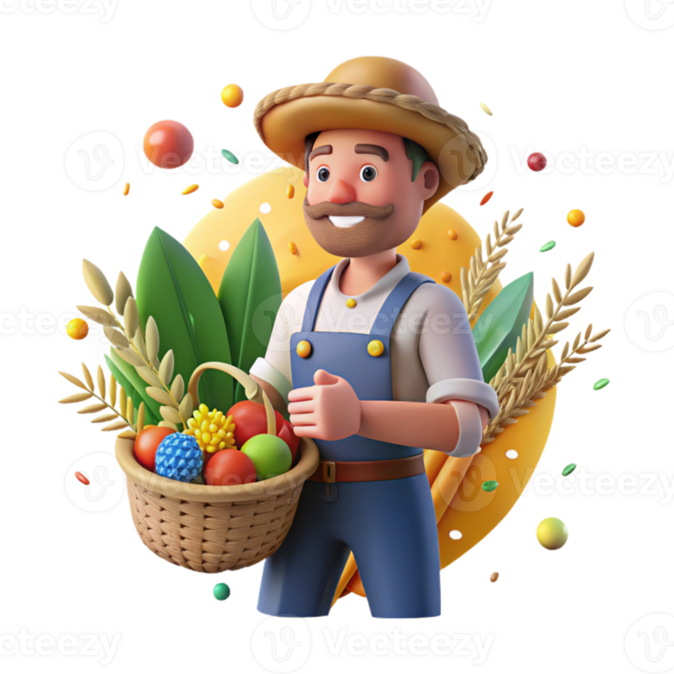 magnificent abstract Local Farmer with Harvest Isolated Warm Sunlight png