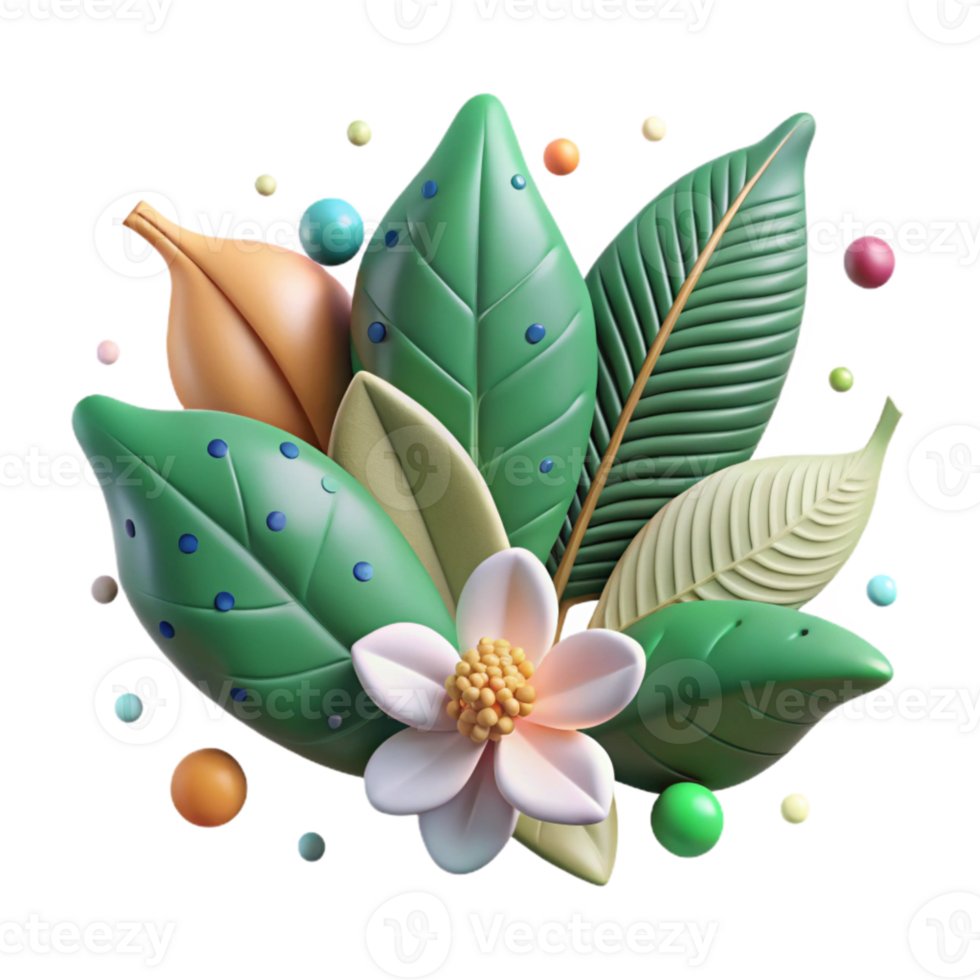 beautiful traditional Mangrove Leaves and Flowers Isolated Element Transparent Background original png