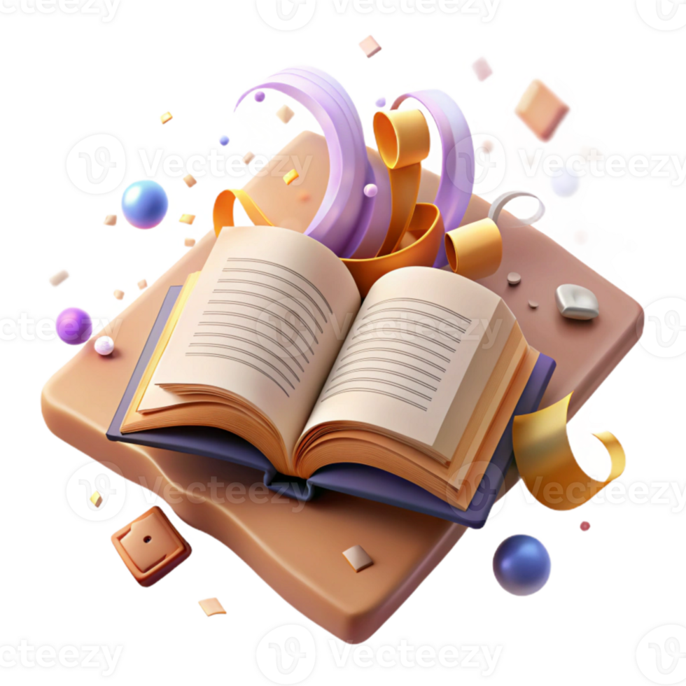 impressive creative Open Ancient Book with Script Isolated Cutout detailed png