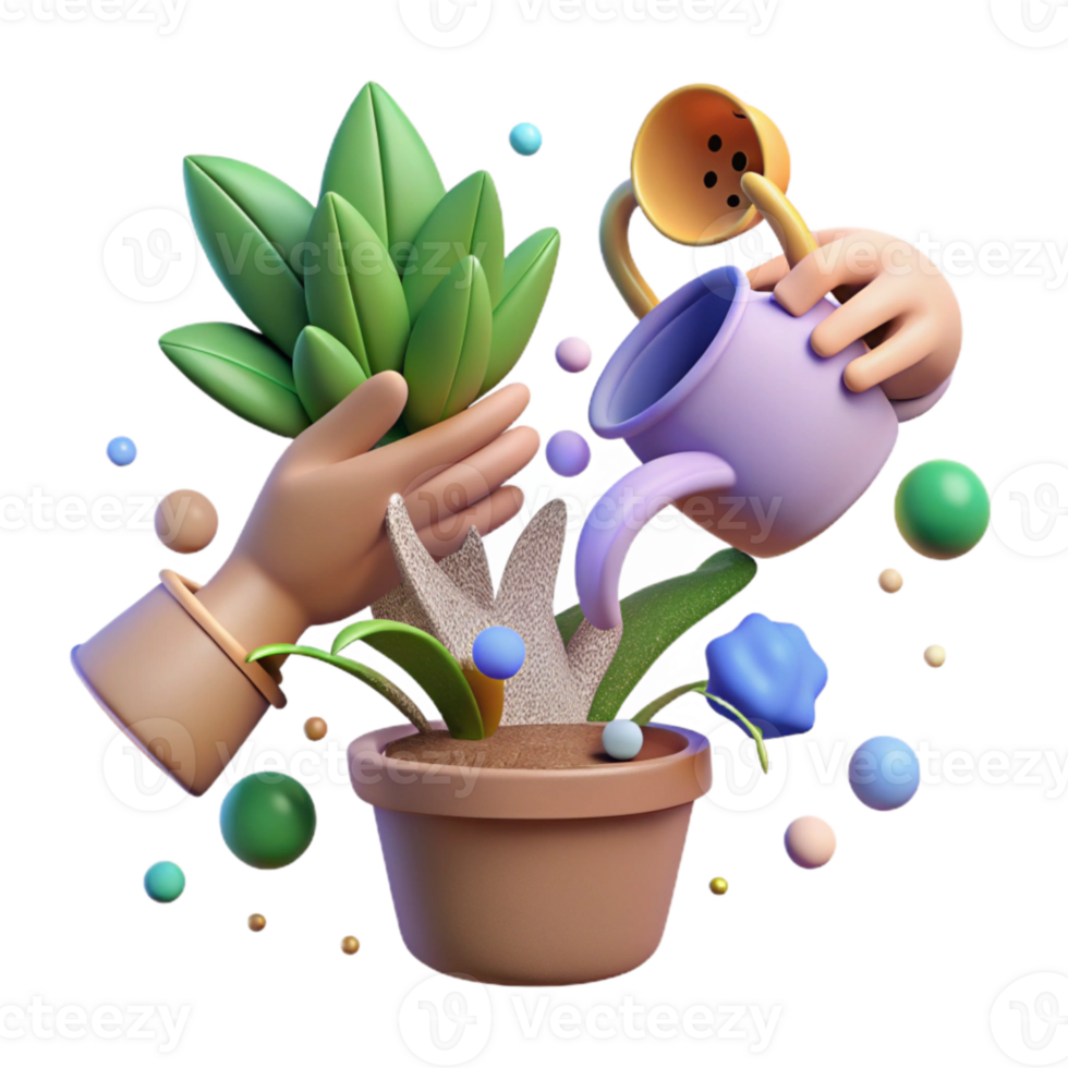 impressive abstract Hands Watering Plant Cutout premium png