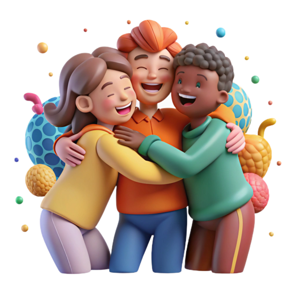 vibrant contemporary Group Hugging and Smiling Together Cutout exclusive png
