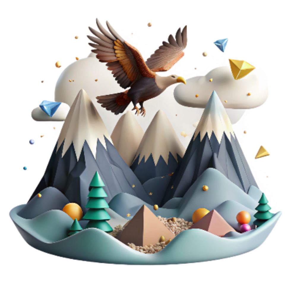extraordinary modern Mountain Range with Soaring Eagle Cutout png