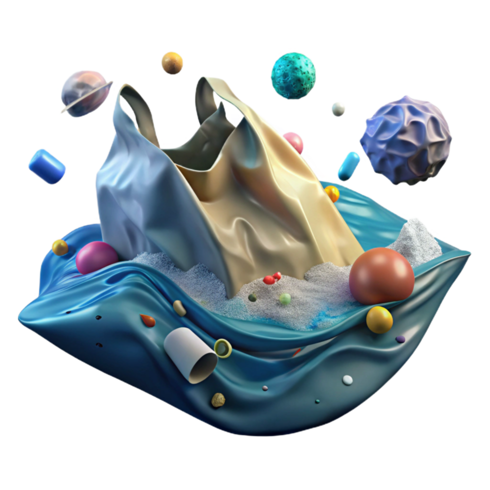 magnificent creative Plastic Bag Floating in Ocean Isolated Underwater View professional png