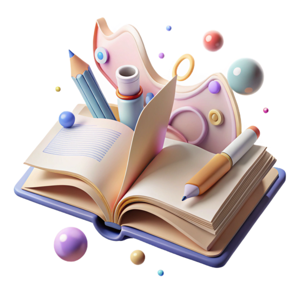 stunning contemporary Open Book with Pencil Wood and Graphite Transparent Background genuine png