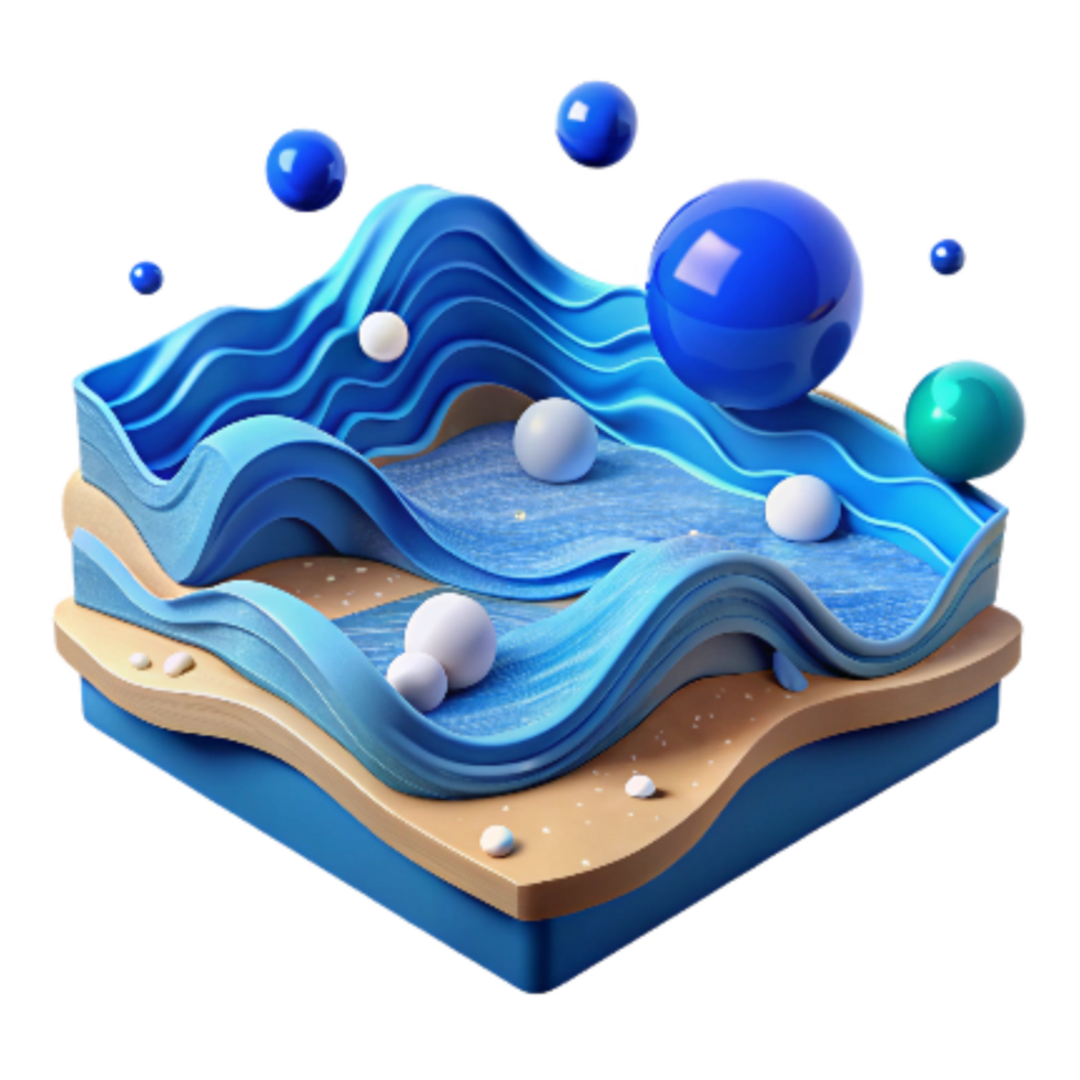 serene creative Ocean Salinity Level Illustration Blue Transparent Cutout high resolution png