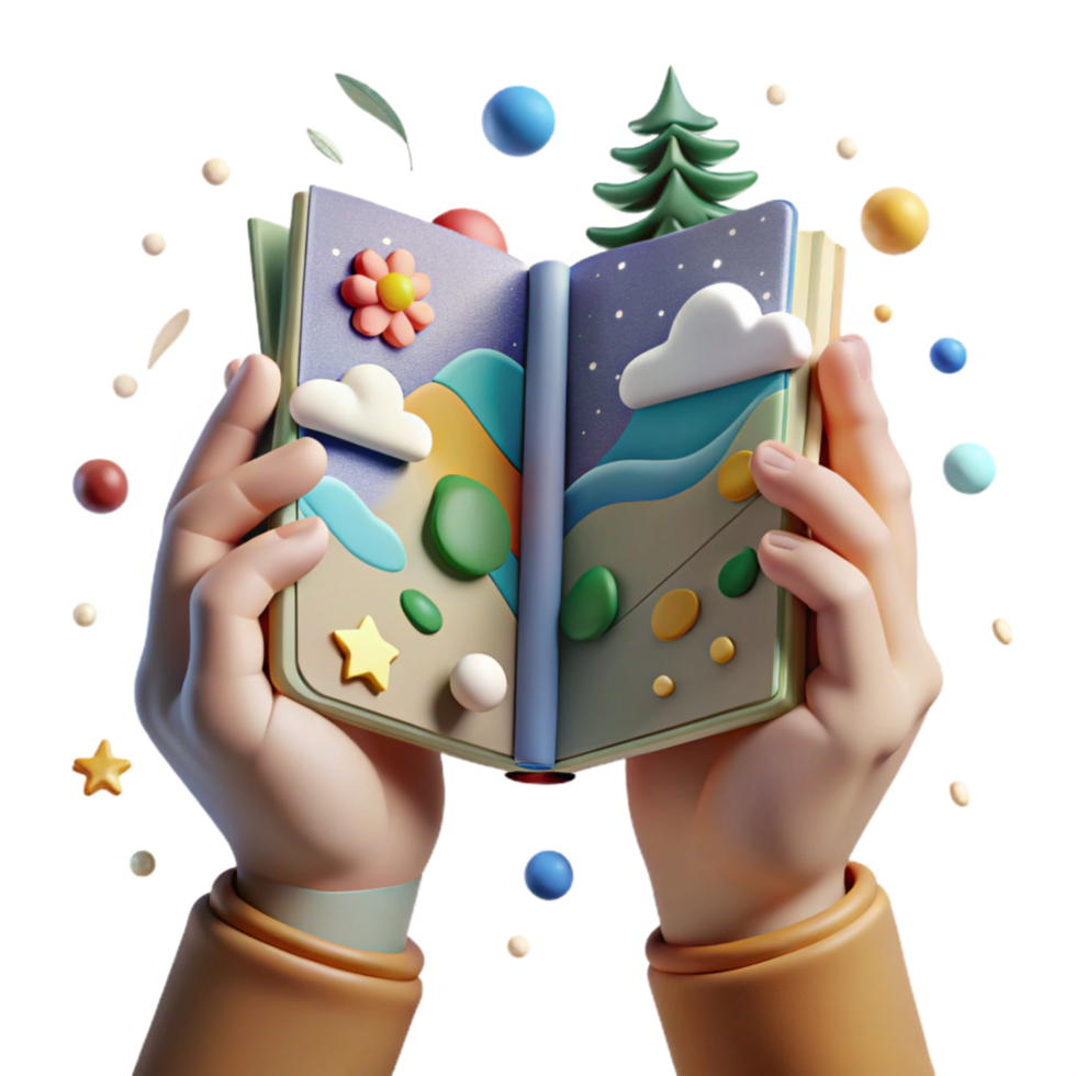 wonderful artistic Hands Holding Book About Nature Transparent Background detailed png