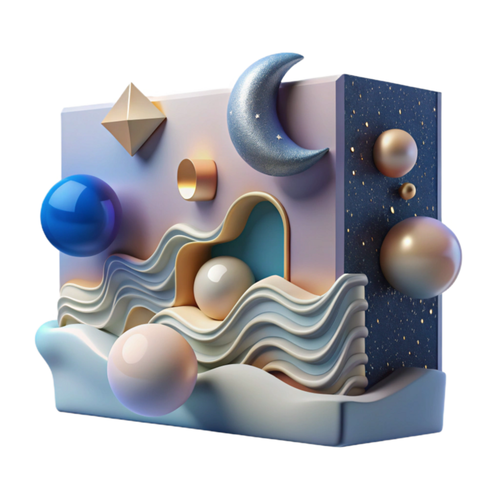 dramatic modern Moonlight on Water Isolated premium png