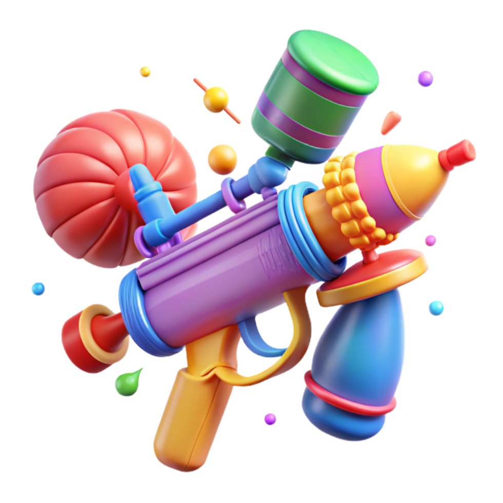 dramatic contemporary Holi Festival Pichkari Water Gun Colorful Cutout detailed png