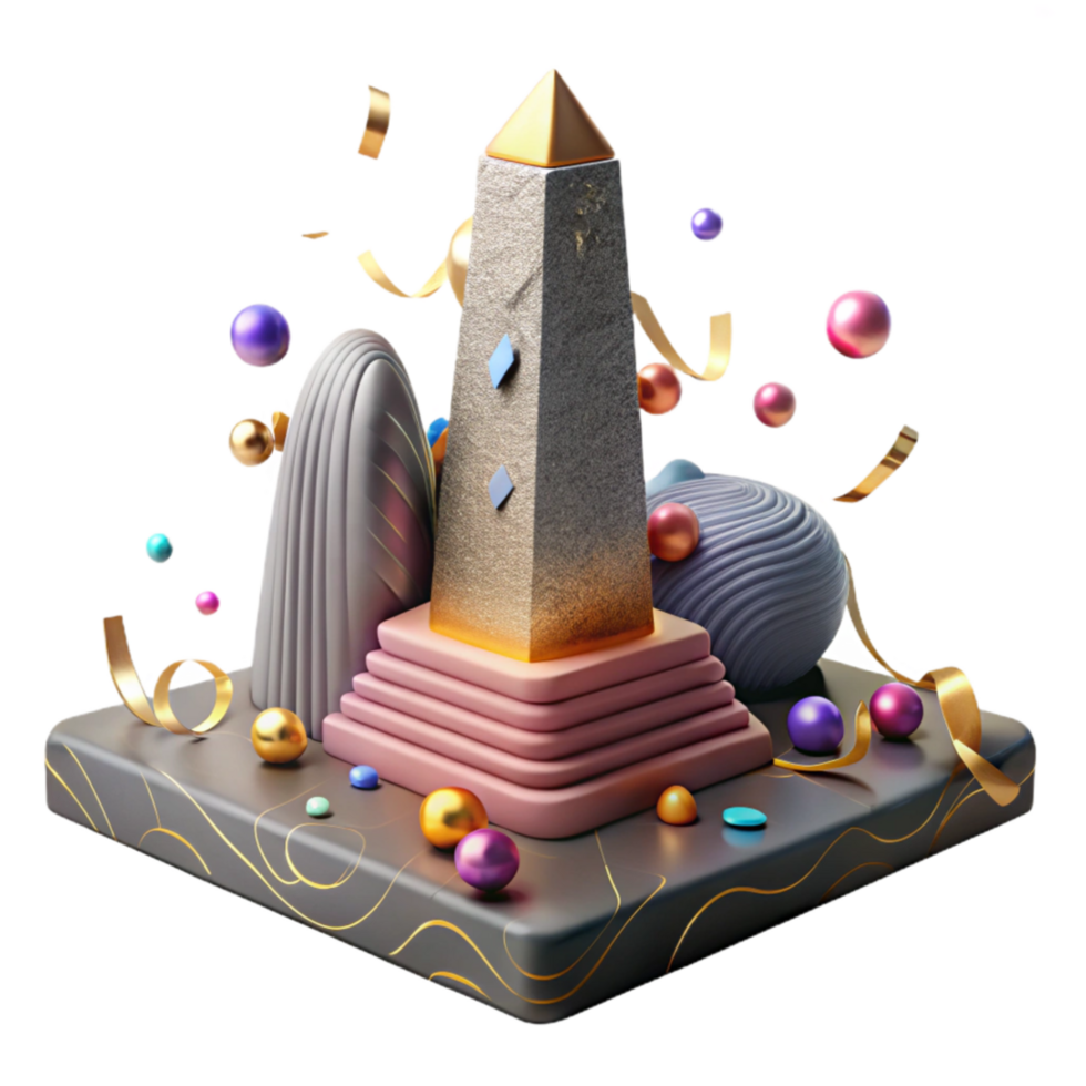 serene modern Obelisk Isolated with Hieroglyphic Inscriptions authentic png