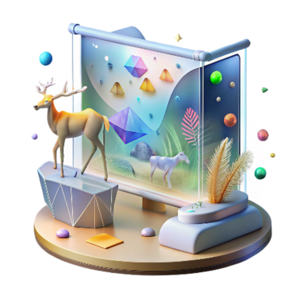 stunning creative Holographic Projection of Wildlife Conservation Data Interactive Display Transparent Background detailed png