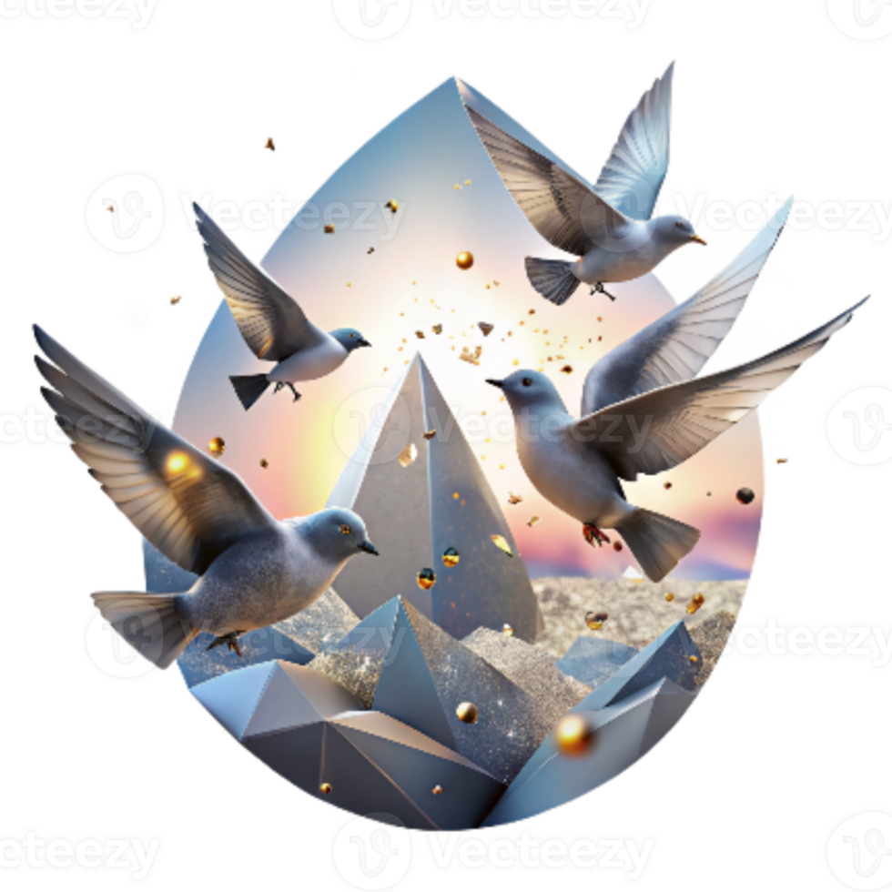 extraordinary artistic Group of Birds Flying Cutout with Dynamic Angle professional png