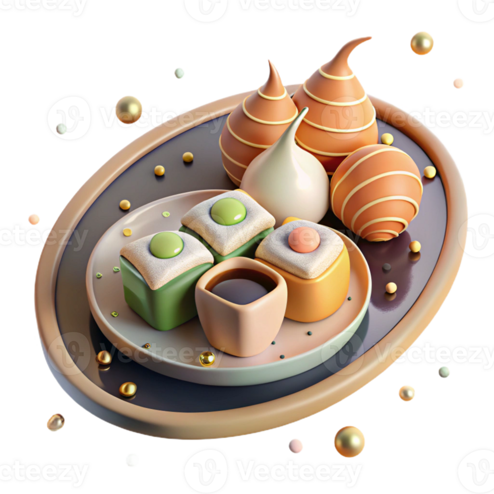 stunning contemporary Plate of Sushi Isolated with Soy Sauce premium png