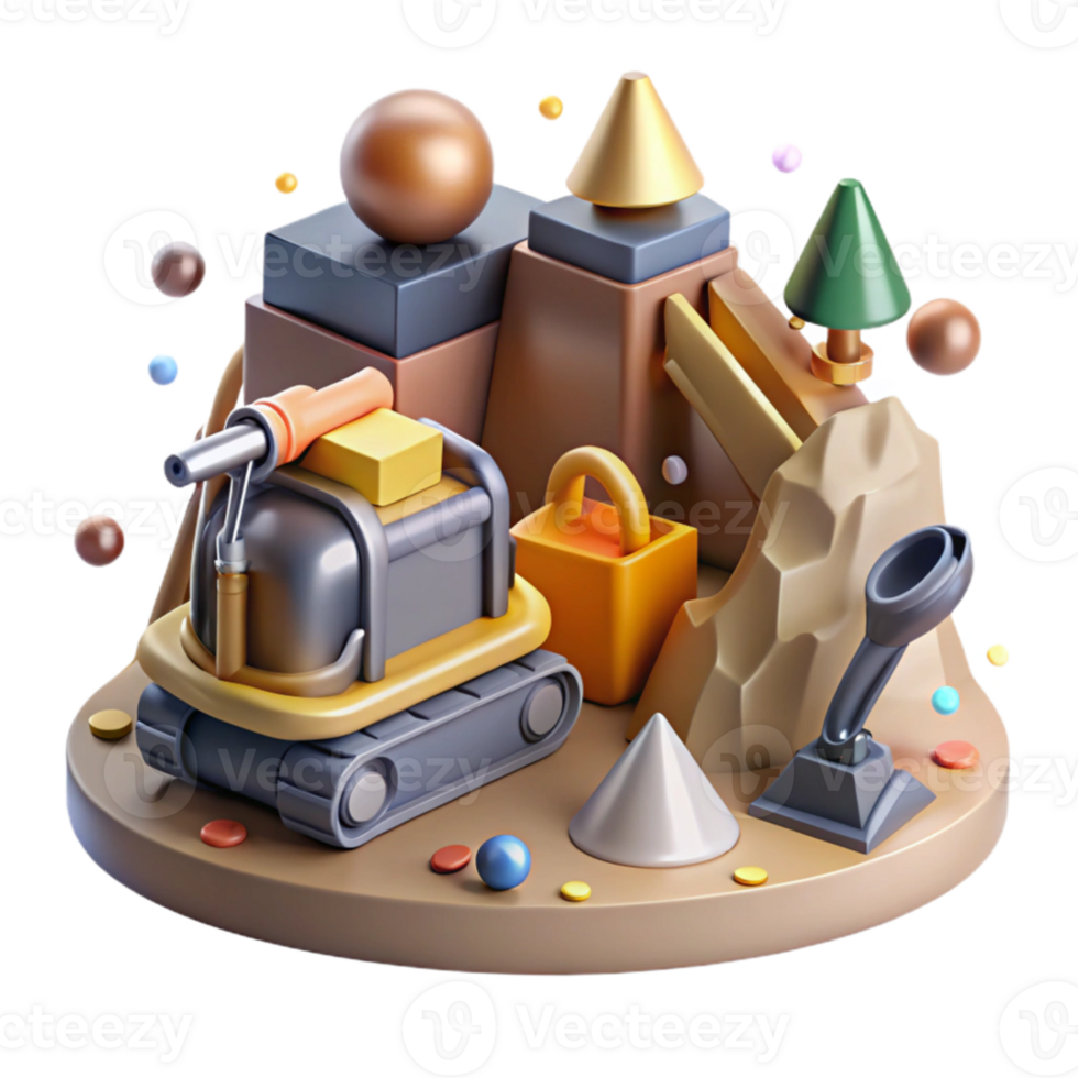 stunning rustic Mining Equipment Habitat Destruction Isolated Element Realistic Style exclusive png
