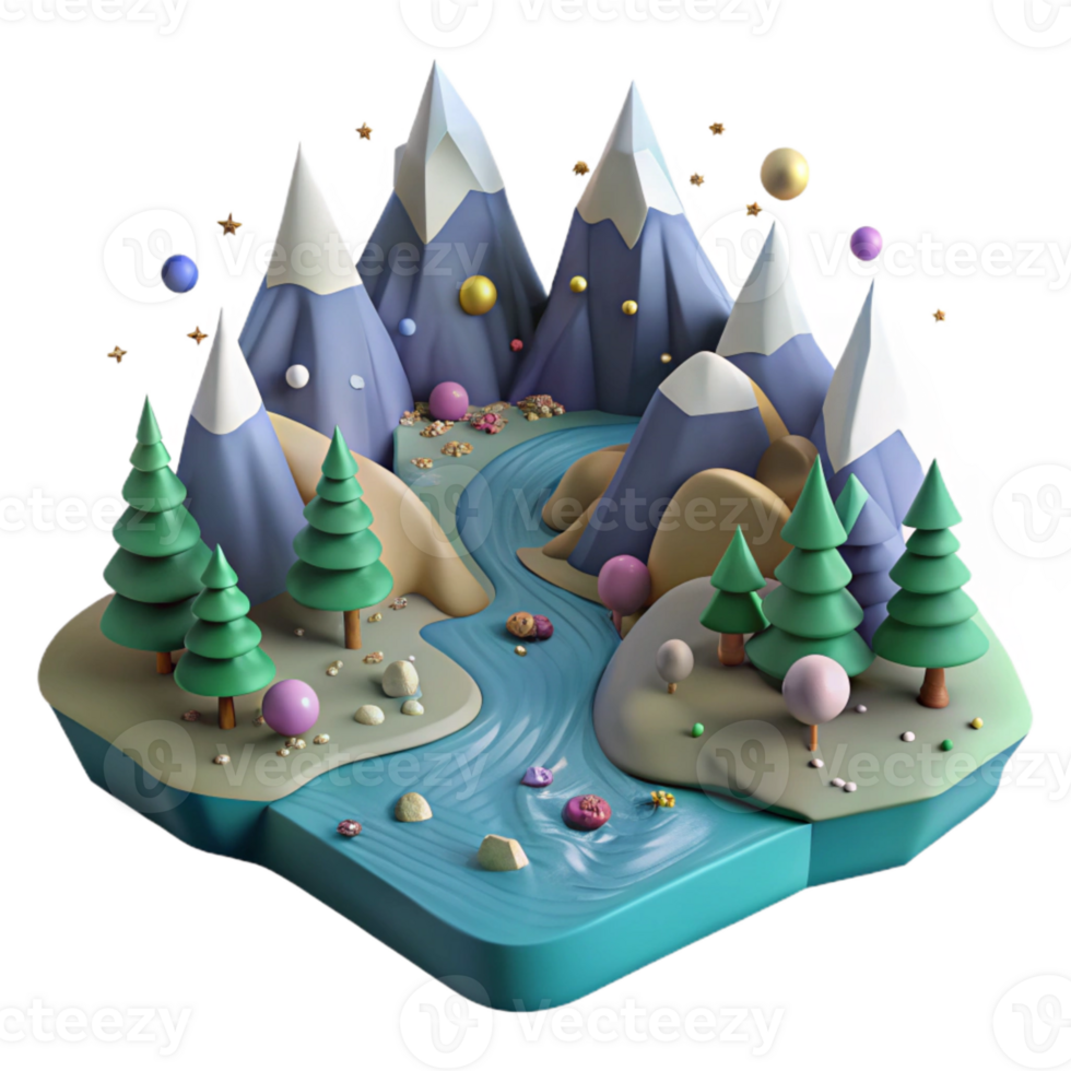 beautiful modern Mountain Peak with Climbers Isolated with Climbing Figures genuine png