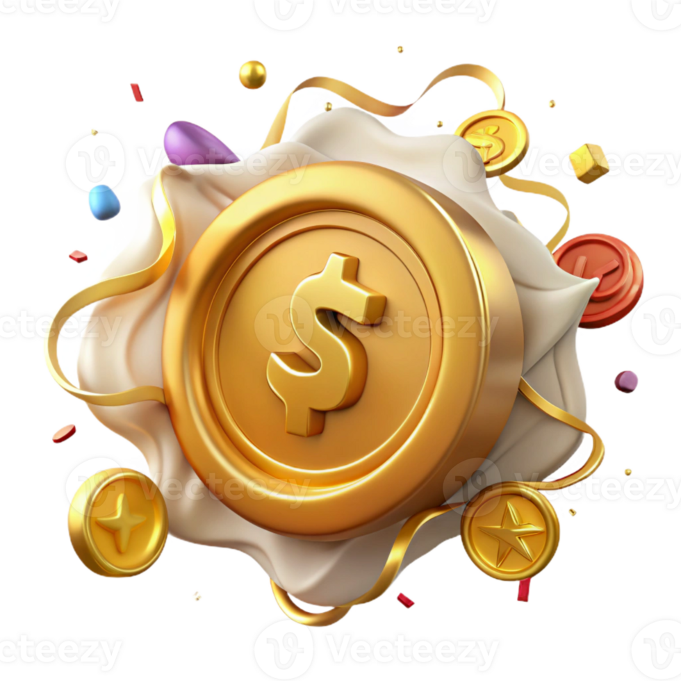 magnificent modern Golden Coin Cutout with Embossed Design original png