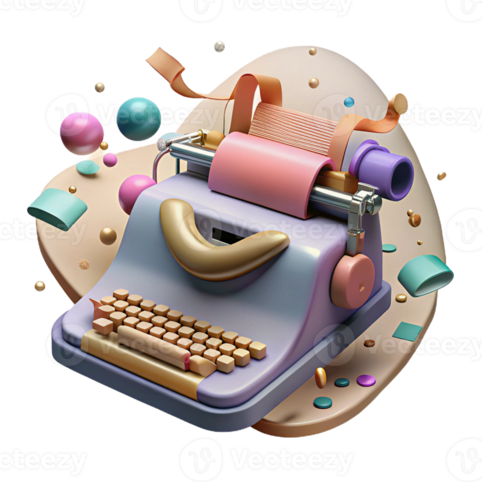 elegant contemporary Old Typewriter Cutout with Keys Detailed authentic png