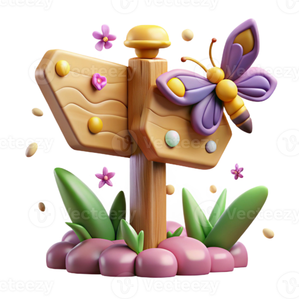 stunning modern Pollinator Garden Signpost Isolated Cutout premium png