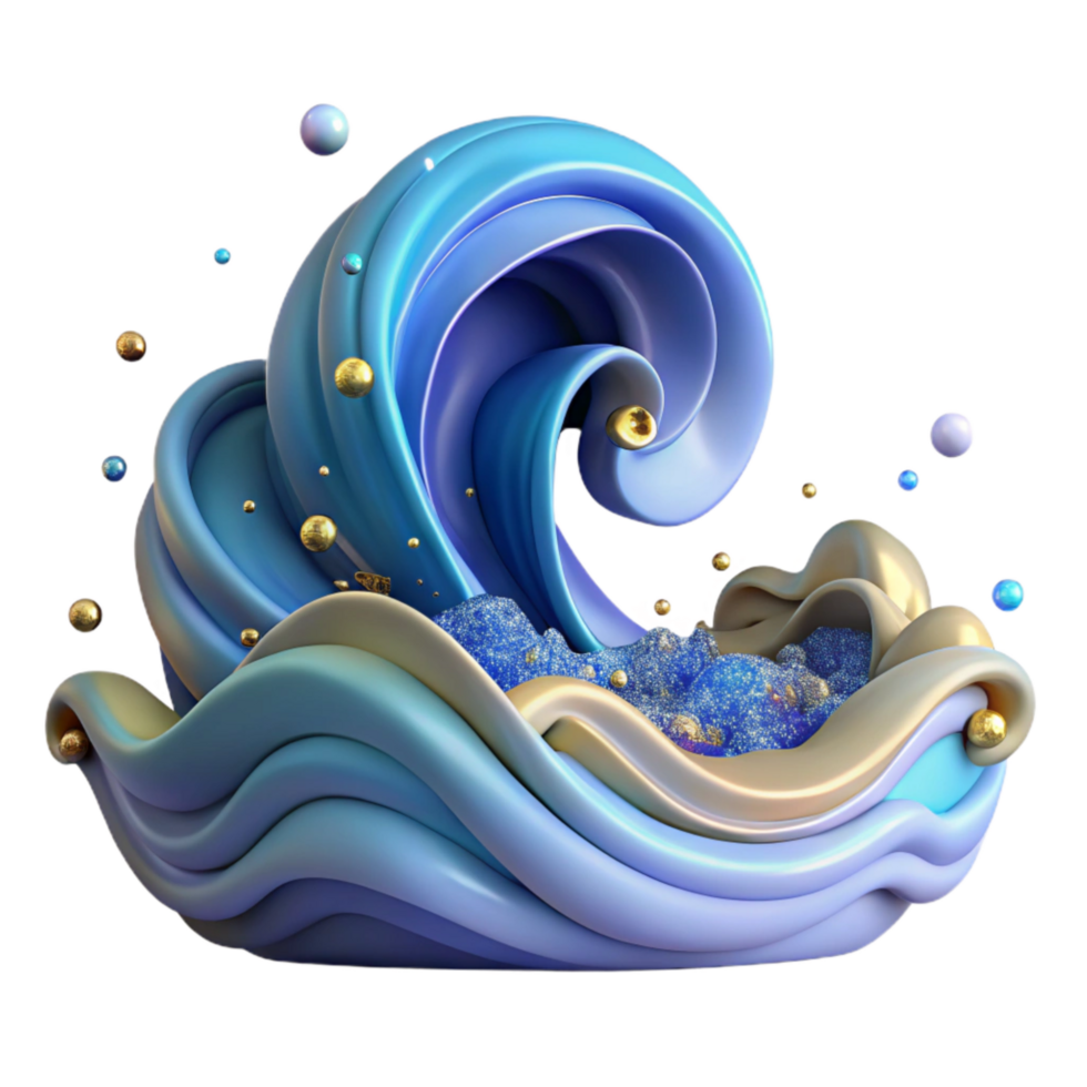 stunning abstract Ocean Waves Cutout Transparent Background detailed png