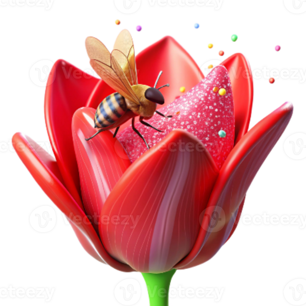 wonderful modern Pollinating Insect on Red Tulip Transparent professional png